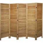 Pegane - paravent persienne de 5 pans en bois, coloris brun clair - dim : h170 x l200cm Pegane - paravent persienne de 5 pans en bois, coloris brun clair - dim : h170 x l200cm