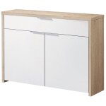 Table console, meuble console avec 2 portes et 1 tiroir coloris chne cambrian, blanc - longueur 101 ...
