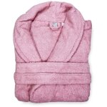 Peignoir �ponge ch�le sans capuche rose en pur coton fabriqu� en italie xl