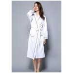 Peignoir femme coton gaufr lger robe de chambre unisexe spa sauna peignoir de bain eponge - blanc l ...