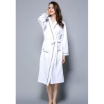 Peignoir femme coton gaufré léger robe de chambre unisexe spa sauna peignoir de bain eponge - blanc l ... Peignoir femme coton gaufré léger robe de chambre unisexe spa sauna peignoir de bain eponge - blanc l ...