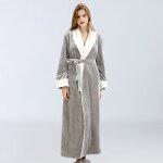 Peignoir polaire femme, robe de chambre peignoir  doux avec poches hiver cadeau de nol l gris