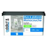 Addict - peinture acrylique blanc satin opacifiante monocouche murs et plafonds, 2. 5 l