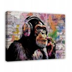 Peinture banksy singe graffiti street art moderne sur toile murale 40x30