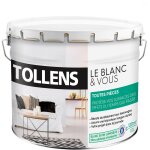 Peinture blanche satin - toutes pices - tollens - murs, plafonds, boiseries - resiste aux chocs - blanc ...