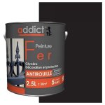 Addict - peinture fer glycro antirouille, noir profond, 2, 5 litres intrieur et extrieur