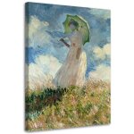 Peinture sur toile, femme au parapluie tournée vers la gauche - reproduction c. monet - 40x60 Peinture sur toile, femme au parapluie tournée vers la gauche - reproduction c. monet - 40x60