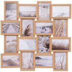 Cadre ple - mle  suspendre avec 16 photos en bois - beige - l 58 x h 58 cm - livraison gratuite