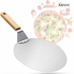 Rduction, pelle  pizza en acier inoxydable avec manche en bois, poussoir  pizza pour pierre  pizza, ...
