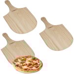 Pelle  pizza en bois, lot de 3, poigne pratique, pour le pain, la pizza et tarte flambe, lxp : 30, ...