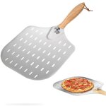 Pelle  pizza perfore, pelle  pizza en acier inoxydable, 36x31cm, pelle  pizza avec poigne amovible, ...