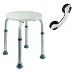 Pellet - tabouret de douche pmr essentiel rond hauteur r�glable + barre � ventouse de maintien pmr 30 ...