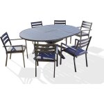 Pelosa - ensemble repas 6 places en aluminium avec rallonge papillon dcb garden