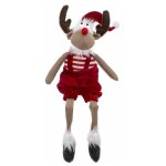 Paris prix - peluche enfant renne salopette soir 52cm rouge
