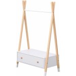 Happy garden - penderie pour enfant bois et blanche avec tiroir lou