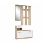 Meubletmoi - penderie meuble  chaussures dcor bois avec miroir - marcel
