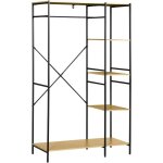 Penderie portant  vtements style industriel en mtal avec tringle et 4 tagres - dim. 100l x 46l x ...
