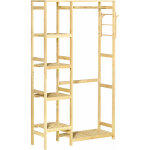 Penderie porte - manteaux - 5 étagères, espace penderie, 2 patères - dim. 90l x 30l x 155h cm - bois ... Penderie porte - manteaux - 5 étagères, espace penderie, 2 patères - dim. 90l x 30l x 155h cm - bois ...