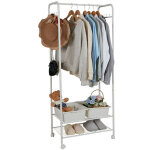 Unho ? penderie sur roulettes m�tal blanc ? tringle et 8 crochets ? 2 �tag�res de rangement ? dimensions ...