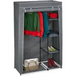 Penderie en tissu, avec tringle � v�tements et 5 �tag�res, armoire, h x l x p 161 x 105, 5 x 45 cm, anthracite ...
