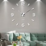 Pendules murales horloge murale bricolage 3d sans cadre xxl autocollants de miroir muet dcoration d'cole ...