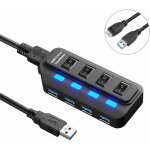Peny - hubs usb usb hub 3. 0, 4 ports superspeed data hub et 1 port de charge intelligent, avec commutateur ...