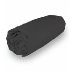 Soleil d ocre - drap housse en coton 200x200 cm percale anthracite, par soleil d'ocre