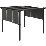Pergola 3 toiles coulissantes - dim. 2, 97l x 2, 97l x 2, 38h m - acier �poxy polyester haute densit� ...