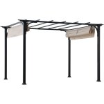 Sunjoy - pergola acier / tissu giona en blanche - 277cm x 363cm Sunjoy - pergola acier / tissu giona en blanche - 277cm x 363cm