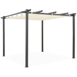 Pergola aluminium - isla 3x3m - toile �crue - tonnelle id�ale pour votre terrasse. toit r�tractable. ...