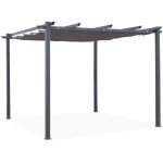 Sweeek - pergola aluminium - isla 3x3m - toile grise - tonnelle idéale pour votre terrasse. toit rétractable. ... Sweeek - pergola aluminium - isla 3x3m - toile grise - tonnelle idéale pour votre terrasse. toit rétractable. ...