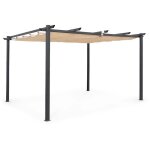 Pergola aluminium - isla 3x4m - toile beige - tonnelle id�ale pour votre terrasse. toit r�tractable. ...