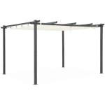Pergola aluminium - isla 3x4m - toile �cru - tonnelle id�ale pour votre terrasse. toit r�tractable. toile ...