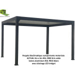 Pergola bioclimatique aluminium 4x3m, motorisee avec �clairage led int�gr� - autoportante coloris gris ...