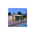 Ombrea - pergola bioclimatique autoportante 4x6 m en alu anthracite et blanc