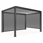 Pergola bioclimatique autoport�e motoris�e �clair�e 3x4m et 2 stores