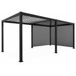 Pergola bioclimatique gris anthracite 300x600cm. aluminium � lames orientables + 2 stores 3m