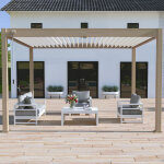 Ombrea - pergola bioclimatique ombra vs autoportante 3x4m - woodlook - lames blanches