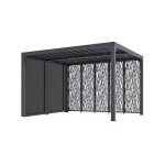 Foresta - pergola bioclimatique per 36m30v bi habrita alu 10, 8m2 gris avec panneaux moucharabieh c�t� ...