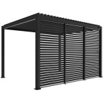 Pergola bioclimatique triomphe 3x4 + 3 persiennes 130cm pour le c�t� de 4m. panneau brise vue. l 400 ...