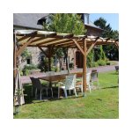 Wmu - pergola bois 15m - 3 x 5 autoporte - origine fr - pergola avec la visserie acier zingu et pieds ...