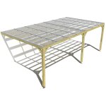 Pergola bois ? 7m x 4m ? adoss�e ? sens largeur ? couverture �tanche transparente incluse ? livraison ...