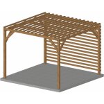 Jardinatoire - pergola en bois massif 3x3, classe 3, durable, toiture brise soleil et fond brise vue ...