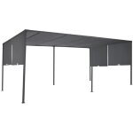 Pergola coulissante 2 pans 3x6 m belvdre de jardin toile gris anthracite
