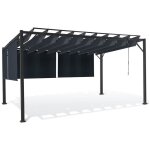 Idmarket - pergola dition luxe lames orientables 3x4 m et 4 stores gris anthracite