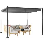 Pergola d'ext�rieur 310 x 310 cm avec auvent r�tractable, abri colonnes m�talliques robustes pavillon ...