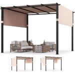 Pergola jardin ext�rieur 3x3 m, pergola avec auvent r�glable et r�tractable, tonnelle de jardin ext�rieur, ...