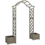 Pergola de jardin avec jardini�re gris bois pin massif vidaxl