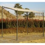 Dmora - pergola de jardin murale, structure couleur anthracite et tissu couleur cru, 300 x 200 x h240 ...