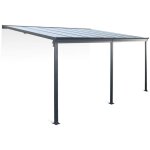 Pergola murale 3x4 m en aluminium et polycarbonate avec gouttière. pergola adossée. avenio Pergola murale 3x4 m en aluminium et polycarbonate avec gouttière. pergola adossée. avenio